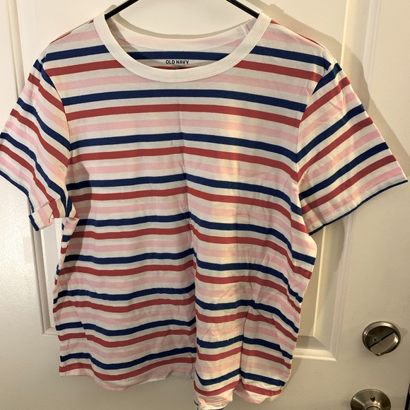 Old Navy Tops - Women’s Old Navy Striped T-Shirt - Pink, Blue, White